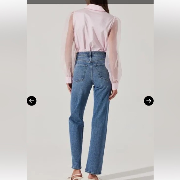 Astr the Label Sheer Sleeve Pink Shirt size M - Picture 4 of 7